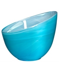 Electrify your home with the eye-catching Candy Blue collection from Sea Glasbruk. Caribbean blues swirl and wrap the minimalist glass bowl in a sweet celebration of color. With an askew rim and slick, glazed finish. Electrify your home with the eye-catching Candy Blue collection from Sea Glasbruk. Caribbean blues swirl and wrap the minimalist glass bowl in a sweet celebration of color. With an askew rim and slick, glazed finish.