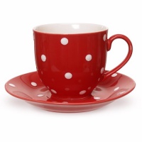 Spode Baking Days Red Teacup and Saucer, Set of 4 Spode Baking Days Red Teacup and Saucer, Set of 4
