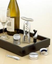 You don't have to be a wine connoisseur to fully enjoy one of life's most sophisticated indulgences. This elegant wine set is fit for a sommelier, featuring six tools to help you open, store and serve wine like a pro. 10-year warranty. You don't have to be a wine connoisseur to fully enjoy one of life's most sophisticated indulgences. This elegant wine set is fit for a sommelier, featuring six tools to help you open, store and serve wine like a pro. 10-year warranty.