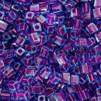 Miyuki 4mm Glass Cube Beads Purple Lined Blue #2651 10 Grams Miyuki 4mm Glass Cube Beads Purple Lined Blue #2651 10 Grams