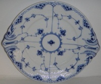 Royal Copenhagen Blue Fluted-Half Lace Border Handled Cake Plate Royal Copenhagen Blue Fluted-Half Lace Border Handled Cake Plate