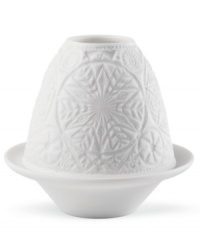Set your table aglow with a beautiful white porcelain candle holder, featuring a fresh snowflake design. Handcrafted by Lladro. Set your table aglow with a beautiful white porcelain candle holder, featuring a fresh snowflake design. Handcrafted by Lladro.