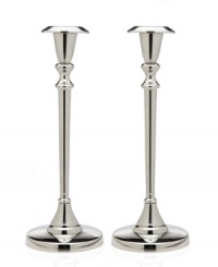 Cast your home in a more beautiful light with Godinger candlesticks. A classic tulip shape defines a polished aluminum pair to accentuate any setting. Cast your home in a more beautiful light with Godinger candlesticks. A classic tulip shape defines a polished aluminum pair to accentuate any setting.