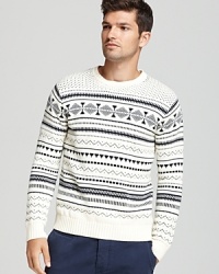 Stave off the chill with a striking Fairisle sweater, classic in appeal but made with modern craftsmanship from Shades of Grey by Micah Cohen. Stave off the chill with a striking Fairisle sweater, classic in appeal but made with modern craftsmanship from Shades of Grey by Micah Cohen.