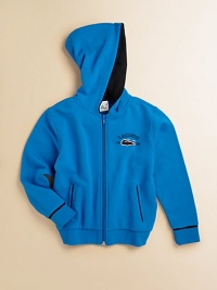 This cozy cotton must-have features an attached hood, side slash pockets and requisite croc detail.Attached hoodLong sleevesZip-frontSide slash pocketsCottonMachine washImported This cozy cotton must-have features an attached hood, side slash pockets and requisite croc detail.Attached hoodLong sleevesZip-frontSide slash pocketsCottonMachine washImported