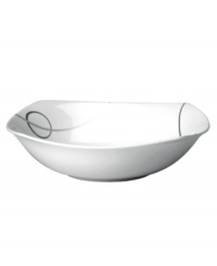 With a free-flowing circle design in shades of gray from Mikasa dinnerware, dishes like this softly squared vegetable bowl add fun, contemporary appeal to any table. In ultra-durable porcelain. With a free-flowing circle design in shades of gray from Mikasa dinnerware, dishes like this softly squared vegetable bowl add fun, contemporary appeal to any table. In ultra-durable porcelain.
