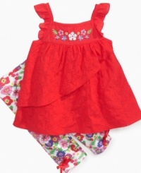 Everyone will have their eyes on her in this bright and cheery eyelet tank and legging set from Kids Headquarters. Everyone will have their eyes on her in this bright and cheery eyelet tank and legging set from Kids Headquarters.