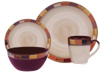 Gibson Casa Estebana 16-piece Dinnerware Set Service for 4, Beige and Brown Gibson Casa Estebana 16-piece Dinnerware Set Service for 4, Beige and Brown