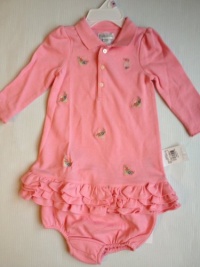 Ralph Lauren Polo Pink RL 2 Piece Floral Ruffled Hem Dress and Diaper Cover, Size 9 Months Ralph Lauren Polo Pink RL 2 Piece Floral Ruffled Hem Dress and Diaper Cover, Size 9 Months