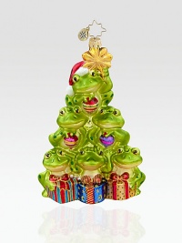 An artisan-crafted Christmas collectible in mouthblown glass, individually handpainted and glitter-dusted with one-of-a-kind charm you'll cherish forever. Tempered glass resists breakage 5 long Imported An artisan-crafted Christmas collectible in mouthblown glass, individually handpainted and glitter-dusted with one-of-a-kind charm you'll cherish forever. Tempered glass resists breakage 5 long Imported