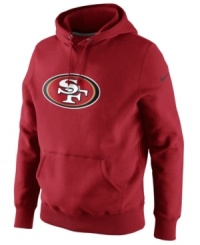 Shout out to your favorite NFL football team with this comfortable San Francisco 49ers hoodie from Nike. Shout out to your favorite NFL football team with this comfortable San Francisco 49ers hoodie from Nike.