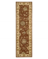 Bring new life to any room of your home. This gorgeous rug, sprouting intricate designs of vinery and blossoming flowers, opens up any space with warm tones of burnt red and beige. With an all-wool construction, accented with rich silk highlights, this stylish Nourison 2000 import is ultra-durable and luxuriously soft to the touch. Bring new life to any room of your home. This gorgeous rug, sprouting intricate designs of vinery and blossoming flowers, opens up any space with warm tones of burnt red and beige. With an all-wool construction, accented with rich silk highlights, this stylish Nourison 2000 import is ultra-durable and luxuriously soft to the touch.