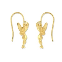 Disney Tinkerbelle Gold Over Sterling Silver Hanging Earrings Disney Tinkerbelle Gold Over Sterling Silver Hanging Earrings