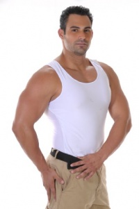 Mens Slimming Undershirt Body Shaper , Mens Shapewear By Your Contour. (X-Large, White)