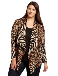 Karen Kane Women's Plus-Size Cheetah Drape Jacket Karen Kane Women's Plus-Size Cheetah Drape Jacket