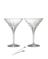 As stylish as their name implies, Soho martini glasses from Reed & Barton drinkware help you tend bar with chic sophistication. Deep vertical cuts accent already-dazzling crystal with striking luxury. Silvertone olive picks lend extra flair. As stylish as their name implies, Soho martini glasses from Reed & Barton drinkware help you tend bar with chic sophistication. Deep vertical cuts accent already-dazzling crystal with striking luxury. Silvertone olive picks lend extra flair.