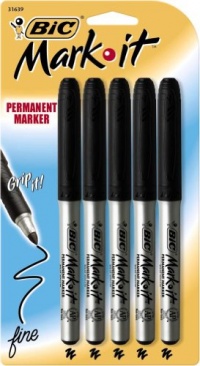 BIC Mark-It Permanent Marker, Fine Point, 5 Markers, Black (GPMP51-Blk)