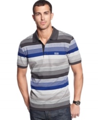 Handsome, masculine, and sophisticated oxford stripe polo by BOSS Green. Handsome, masculine, and sophisticated oxford stripe polo by BOSS Green.