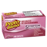 Pepto-Bismol Caplets 5 Symptom Relief, Including Upset Stomach & Diarrhea 40 Count (Pack of 3)