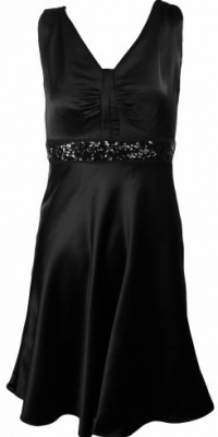 Calvin Klein Women's Sequin Waist Satin Dress 2P Black Calvin Klein Women's Sequin Waist Satin Dress 2P Black
