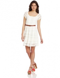 Trixxi Juniors Cap Sleeve Lace Dress, Ivory, Medium Trixxi Juniors Cap Sleeve Lace Dress, Ivory, Medium