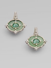 From the Oasis Collection. This gracious design has the look of an ancient artifact, richly detailed in green aventurine, faceted mint green quartz and white sapphires in a fluted sterling silver setting.Green aventurine, mint green quartz and white sapphire Sterling silver Width, about ¾ Post-and-hinge back Imported From the Oasis Collection. This gracious design has the look of an ancient artifact, richly detailed in green aventurine, faceted mint green quartz and white sapphires in a fluted sterling silver setting.Green aventurine, mint green quartz and white sapphire Sterling silver Width, about ¾ Post-and-hinge back Imported
