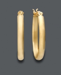 Add a touch of gold to your look as you're heading out the door. The perfect finishing touch, these chic hoops feature a unique oval design crafted in 24k gold over sterling silver. Approximate diameter: 1 inch. Add a touch of gold to your look as you're heading out the door. The perfect finishing touch, these chic hoops feature a unique oval design crafted in 24k gold over sterling silver. Approximate diameter: 1 inch.