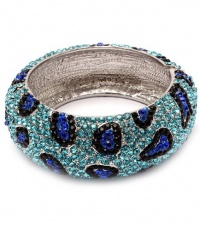 HOT HOT HOT BLUE/CLEAR/BLACK HUGE Leopard Pave Swarovski Crystal & Rhinestone BLING Hinged Metal Bangle Bracelet by Jersey Bling handmade HOT HOT HOT BLUE/CLEAR/BLACK HUGE Leopard Pave Swarovski Crystal & Rhinestone BLING Hinged Metal Bangle Bracelet by Jersey Bling handmade