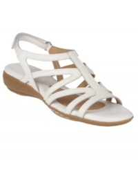The Naturalizer Clim Sandals have comfort and style with their curvy straps and sliver wedge heel. The Naturalizer Clim Sandals have comfort and style with their curvy straps and sliver wedge heel.