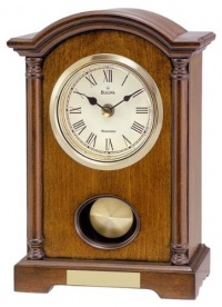 Bulova Dalton Chiming Pendulum Table Clock - Walnut Finish - Gold-Tone Accents Bulova Dalton Chiming Pendulum Table Clock - Walnut Finish - Gold-Tone Accents