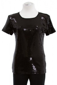 Michael Kors Black Cotton Sequined Short Sleeve Pullover Shirt Medium Michael Kors Black Cotton Sequined Short Sleeve Pullover Shirt Medium
