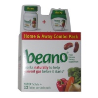 Beano Home Away Combo Pack-120 Tabs +12 Portable Pack Beano Home Away Combo Pack-120 Tabs +12 Portable Pack