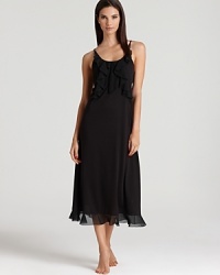 Mixing a soft, knit body with woven ruffle details, Oscar de la Renta Pink Label's Cascading Ruffles chemise offers comfortable, effortless glamour. Mixing a soft, knit body with woven ruffle details, Oscar de la Renta Pink Label's Cascading Ruffles chemise offers comfortable, effortless glamour.