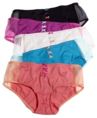 The cheerful Micro and Mesh boyshorts from Maidenform's Charmed collection are comfy and cute with teeny bows along the front. Style #C0405 The cheerful Micro and Mesh boyshorts from Maidenform's Charmed collection are comfy and cute with teeny bows along the front. Style #C0405