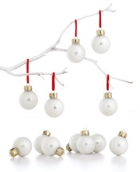 Sugar coat it. Small but mighty festive, these Martha Stewart Collection mini ornaments combine silver glass with what looks like a sugary candy shell. Sugar coat it. Small but mighty festive, these Martha Stewart Collection mini ornaments combine silver glass with what looks like a sugary candy shell.