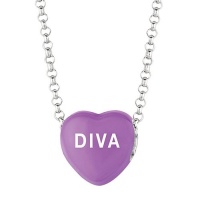 Purple Enamel Diva Sweethearts Sterling Silver Necklace, 16 Inch Purple Enamel Diva Sweethearts Sterling Silver Necklace, 16 Inch