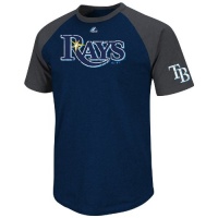 MLB Tampa Bay Rays Big Leaguer Fashion Crew Neck Ringer T-Shirt, Navy Heather/Charcoal Heather MLB Tampa Bay Rays Big Leaguer Fashion Crew Neck Ringer T-Shirt, Navy Heather/Charcoal Heather