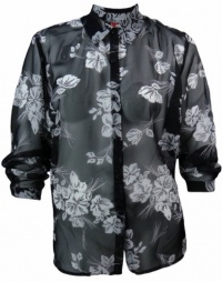 JM Collection by Jennifer Moore Calypso Floral Blouse 20W Black/White JM Collection by Jennifer Moore Calypso Floral Blouse 20W Black/White