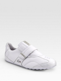 A chic spin on a sporty favorite in tumbled leather with a grip-tape strap closure and embroidered logo detail. Leather lining Padded insole Rubber sole Imported A chic spin on a sporty favorite in tumbled leather with a grip-tape strap closure and embroidered logo detail. Leather lining Padded insole Rubber sole Imported