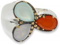Elizabeth and James Thorns Sterling Silver and Tri-Color Stones Ring Elizabeth and James Thorns Sterling Silver and Tri-Color Stones Ring