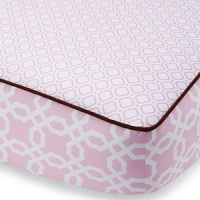 A pretty pink and white lattice print and square and dot printed cotton knit, separated by brown linen trim. The American Academy of Pediatrics and the U.S. Consumer Product Safety Commission have made recommendations for safe bedding practices for babies. When putting infants under 12 months to sleep, remove pillows, quilts, comforters, and other soft items from the crib. A pretty pink and white lattice print and square and dot printed cotton knit, separated by brown linen trim. The American Academy of Pediatrics and the U.S. Consumer Product Safety Commission have made recommendations for safe bedding practices for babies. When putting infants under 12 months to sleep, remove pillows, quilts, comforters, and other soft items from the crib.