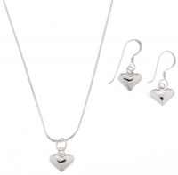 Sterling Silver Heart Pendant and Earring Set Sterling Silver Heart Pendant and Earring Set
