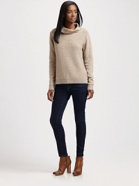 A dynamic take on the classic turtleneck sweater, updated in a two-tone palette with textured knit detail down the front bodice.Ribbed turtleneckLong sleevesRibbed trimSwing back50% lambswool/35% modal/10% nylon/5% cashmereDry cleanImportedModel shown is 5'11 (180cm) wearing US size Small. A dynamic take on the classic turtleneck sweater, updated in a two-tone palette with textured knit detail down the front bodice.Ribbed turtleneckLong sleevesRibbed trimSwing back50% lambswool/35% modal/10% nylon/5% cashmereDry cleanImportedModel shown is 5'11 (180cm) wearing US size Small.