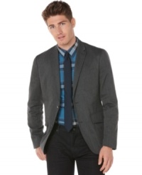 Heathering adds texture to this blazer from Perry Ellis, giving it style for both your formal and casual looks. (Clearance)