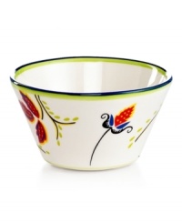 On the bright side. Crafted of easy-care earthenware, Penelope fruit bowls feature whimsical flowers and bands of bold color that make every meal a standout. A must from the Clay Art dinnerware collection. On the bright side. Crafted of easy-care earthenware, Penelope fruit bowls feature whimsical flowers and bands of bold color that make every meal a standout. A must from the Clay Art dinnerware collection.