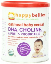 Happy Bellies Organic Baby Cereals with DHA Plus Pre and Probiotics, Oatmeal, 7-Ounce Canisters (Pack of 6) Happy Bellies Organic Baby Cereals with DHA Plus Pre and Probiotics, Oatmeal, 7-Ounce Canisters (Pack of 6)