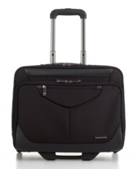 Out of the office? This rolling briefcase keeps business at hand with a heavy-duty construction that protects all of the essentials. Featuring a dual-padded laptop compartment and two exterior quick stash pockets for last-minute travel items, this all-business tag along makes the office wherever you are. Out of the office? This rolling briefcase keeps business at hand with a heavy-duty construction that protects all of the essentials. Featuring a dual-padded laptop compartment and two exterior quick stash pockets for last-minute travel items, this all-business tag along makes the office wherever you are.