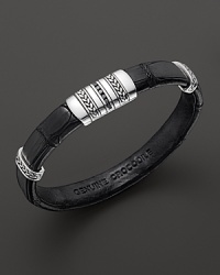 J Goodman Genuine Black Alligator Cuff with Sterling Silver and Black Diamonds J Goodman Genuine Black Alligator Cuff with Sterling Silver and Black Diamonds