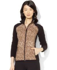 Lauren Ralph Lauren's lightweight fleece mockneck gets a preppy update from a quilted panel in a contrast color at the front and an iconic L-RL adorning the left chest. Lauren Ralph Lauren's lightweight fleece mockneck gets a preppy update from a quilted panel in a contrast color at the front and an iconic L-RL adorning the left chest.
