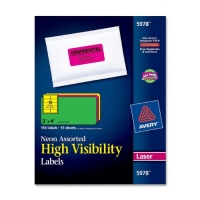 Avery High Visibility 2 x 4 Inch Labels, Assorted Fluorescent Colors 150 Pack (5978) Avery High Visibility 2 x 4 Inch Labels, Assorted Fluorescent Colors 150 Pack (5978)
